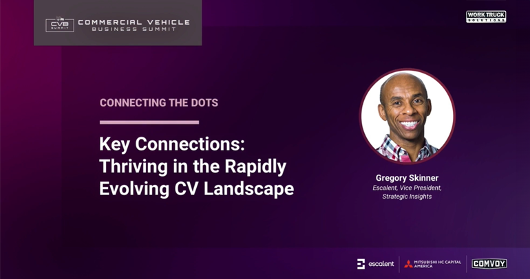 Escalent's Gregory Skinner presents a panel, Key Connections: Thriving in the Rapidly Evolving CV Landscape at Work Truck Solutions 2024 spring Commercial Vehicle Business Summit