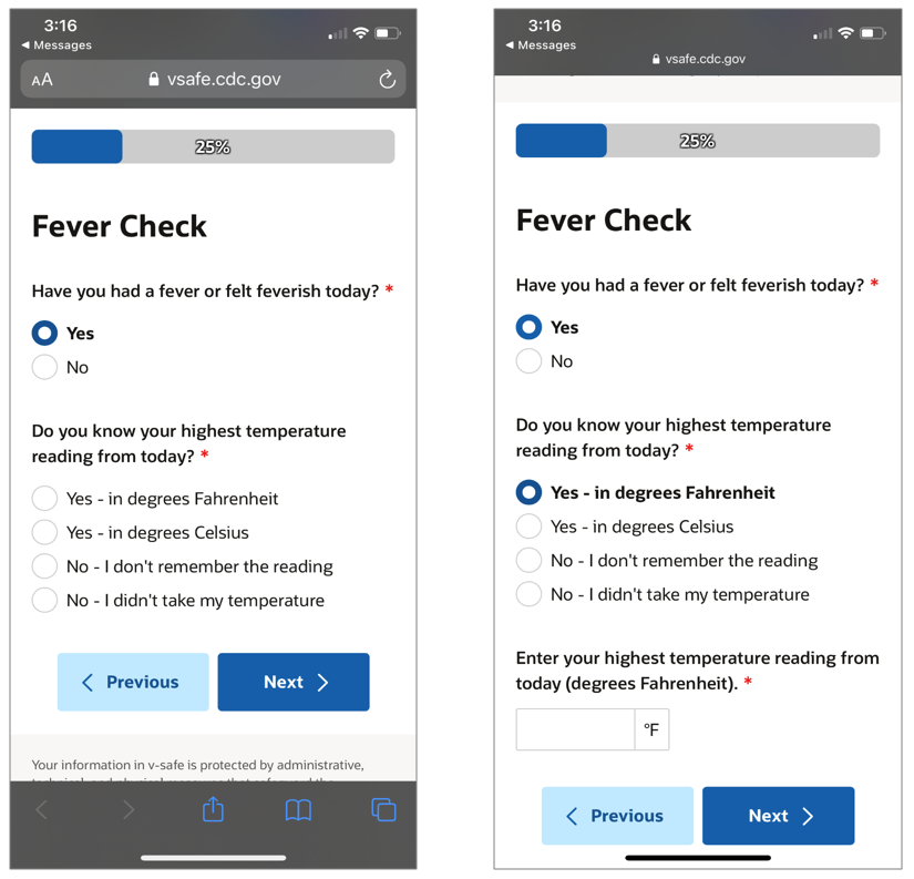 V-Safe Fever check